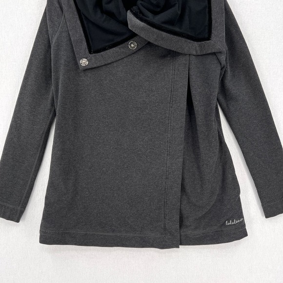 LULULEMON Savasana Wrap Cardigan Women 4 Gray Heather Charcoal Black Long Sleeve - Picture 4 of 16